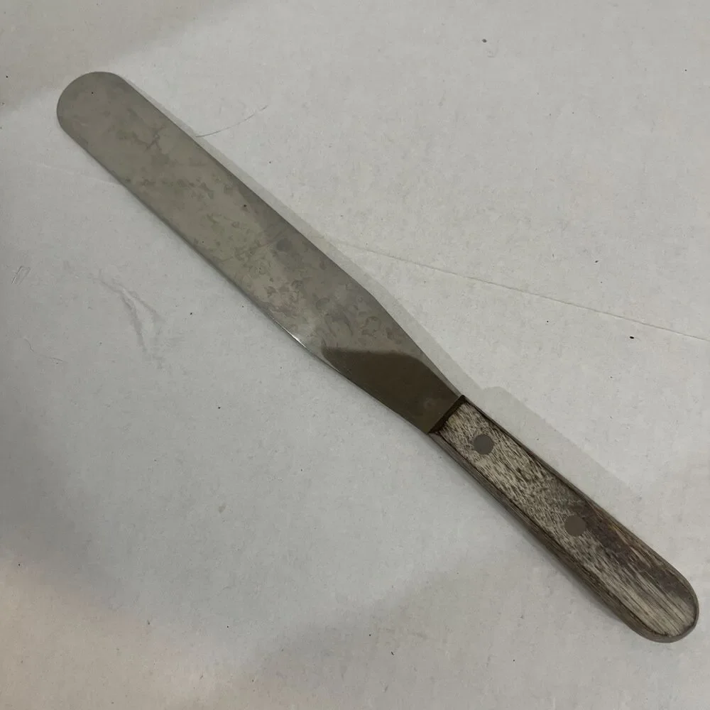 Vintage Wooden Handle Icing Frosting Spatula Stainless Steel 12”